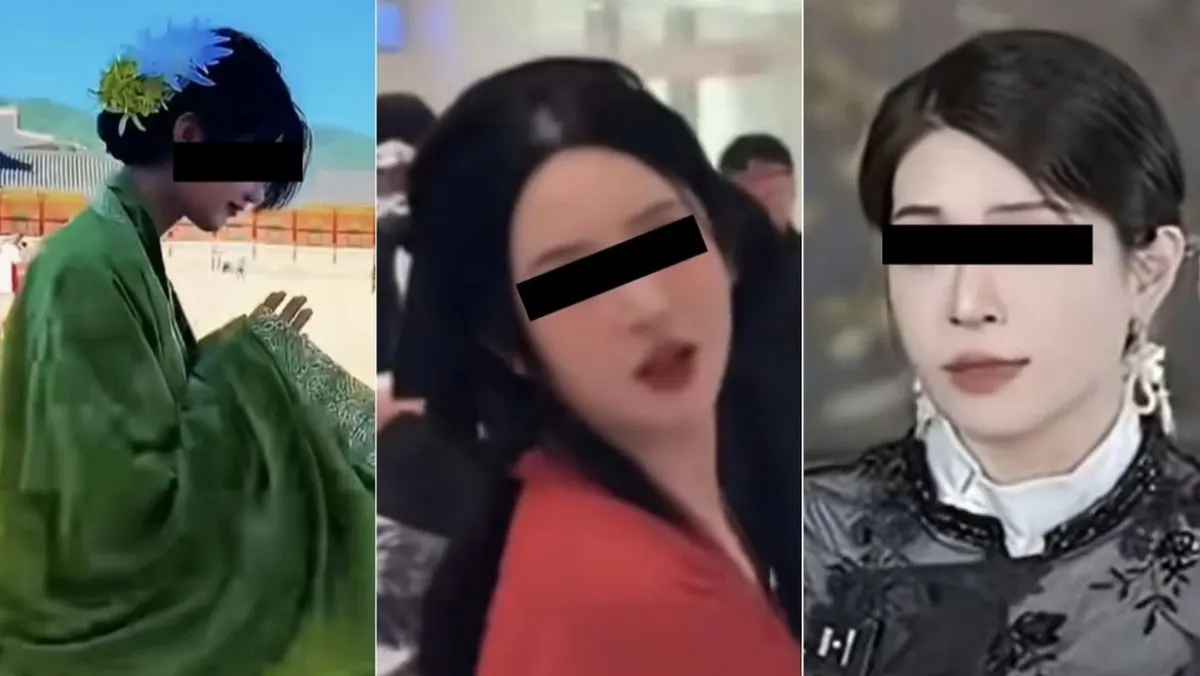 서경덕 교수가 8월 20일 공개한, 경복궁에서 한푸를 입고 촬영하는 중국 인플루언서