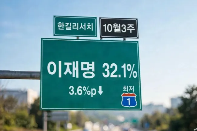 한길리서치] 李 역대최저 32.1%, 3.6%p↓
