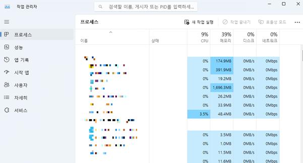 작업관리자 창 (사진 = 웰컴퓨터 제공)