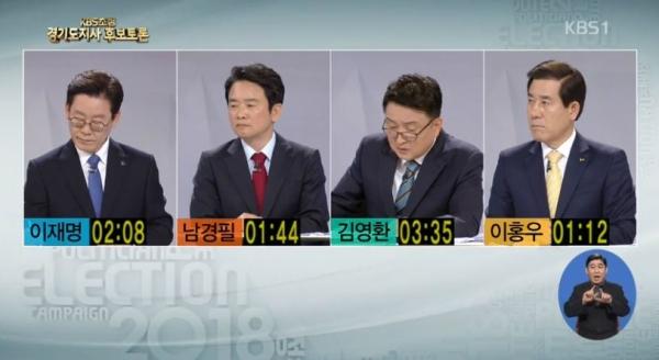 2018 경기도지사 후보 토론회 [사진 = KBS 1TV '2018 경기도지사 후보 토론회' 화면 캡처]