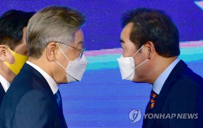 2021년 경선 3차 선거인단 투표에서 이재명은 이낙연에게 더블스코어 이상의 참패를 당했다 (사진=연합뉴스)
