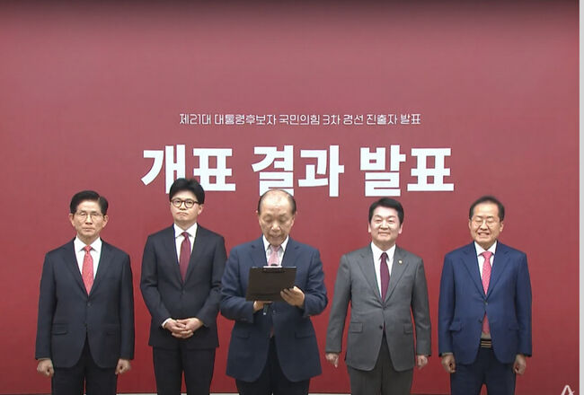 [속보] 국민의힘 3차 경선 승자 김문수, 한동훈. 홍준표 정계은퇴 시사