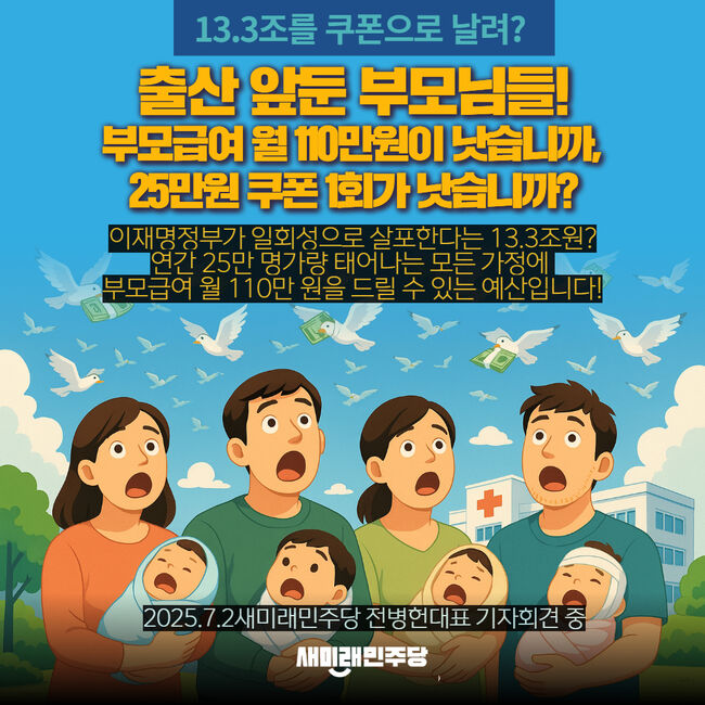 새미래민주당이 소비 쿠폰 13조 대안을 내놨다