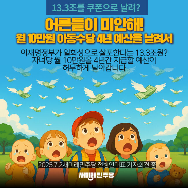 새미래민주당이 소비 쿠폰 13조 대안을 내놨다