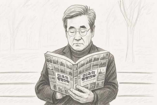 미국의 동맹전략을 읽고 있는 이낙연 상임고문 (그래픽=가피우스)