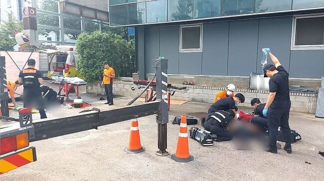 서울 구로구 공사장 추락사고 현장 (사진=서울 구로소방서 제공)