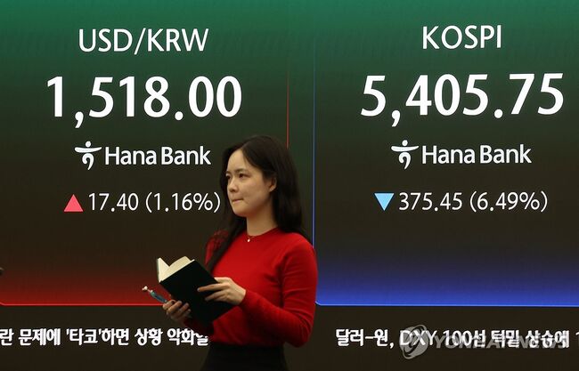 3월 23일 원달러 환율이 1,518원을 찍으면서 17년 만에 최고치를 기록했다. (사진: 연합뉴스)