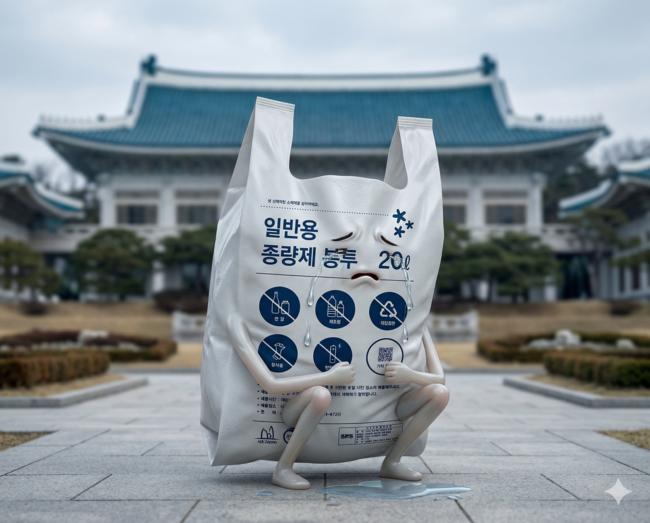 쓰레기봉투가 운다. 정부의 무대책에 한 번 울고 사재기에 두 번 운다. (그래픽=가피우스)