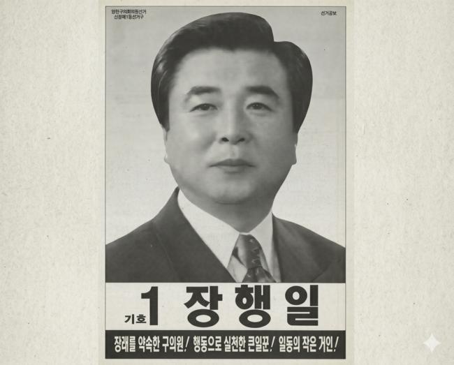 당시 장행일 의원의 선거 공보물 (더불어민주당 제공)