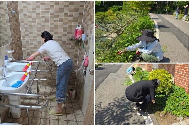 상담이 진행되는 동안 다양한 봉사활동을 즐긴(?) 자원봉사자들 (사진-독자제공)