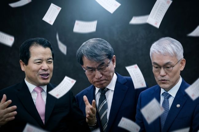 투표용지부족사태를 관통하는 3명의 인물. 위철환, 노태악, 천대엽 (이미지생성 - 가피우스)