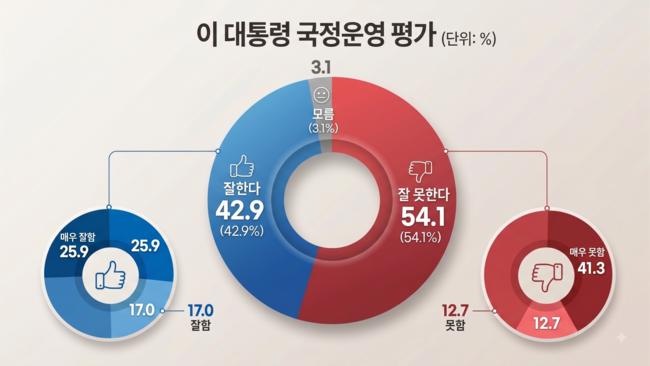 이 대통령 국정운영 평가 여론조사 (AI생성 그래프)