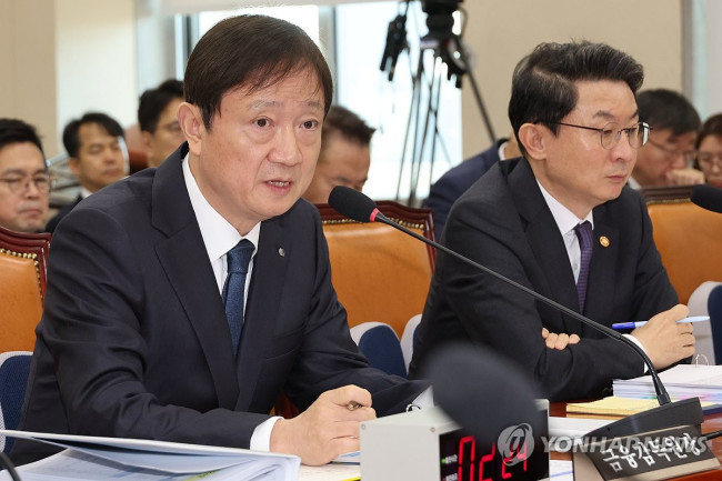 답변하는 이찬진 금감원장